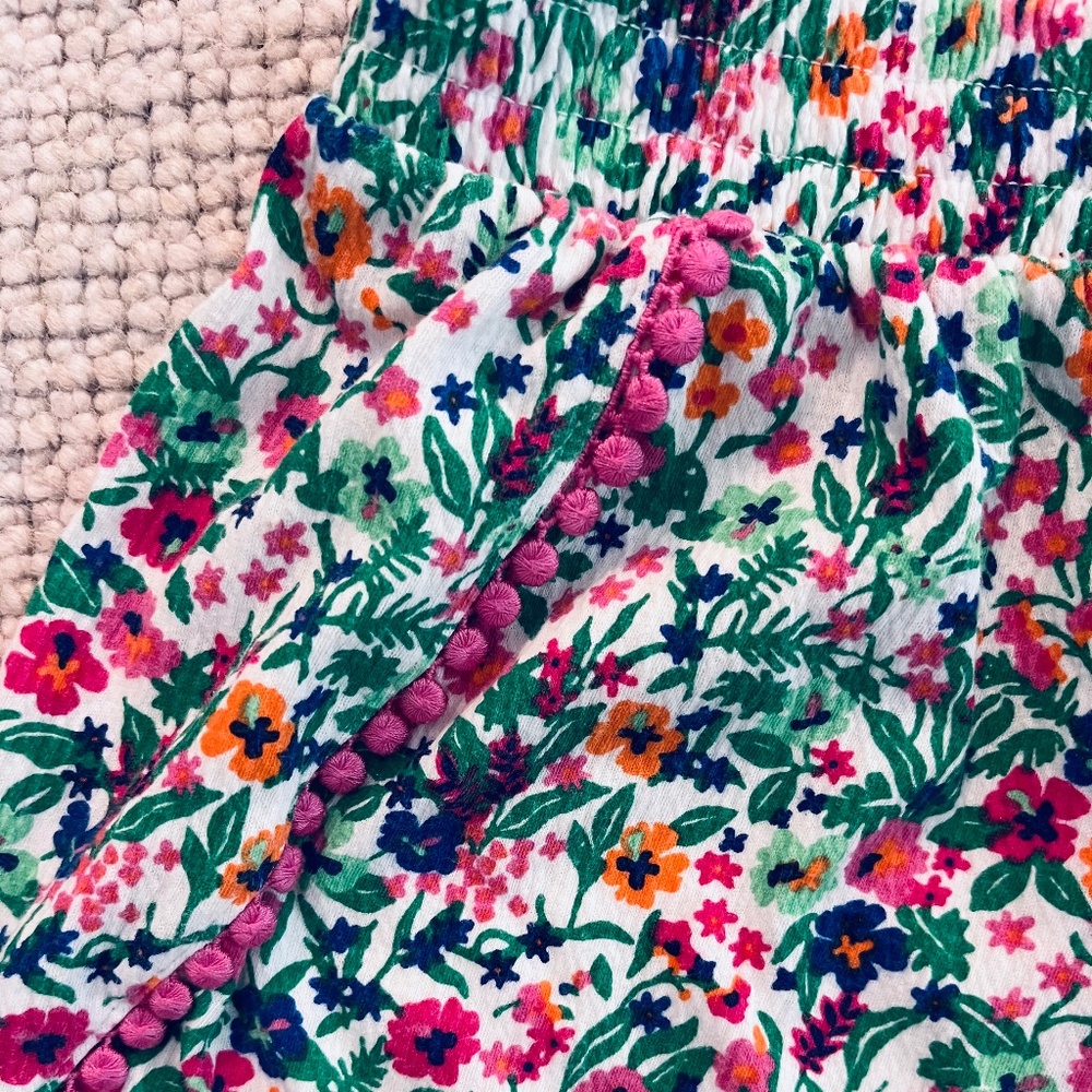 J Crew Factory Girls Floral Pom Pom Shorts (8) - Picture 2 of 6